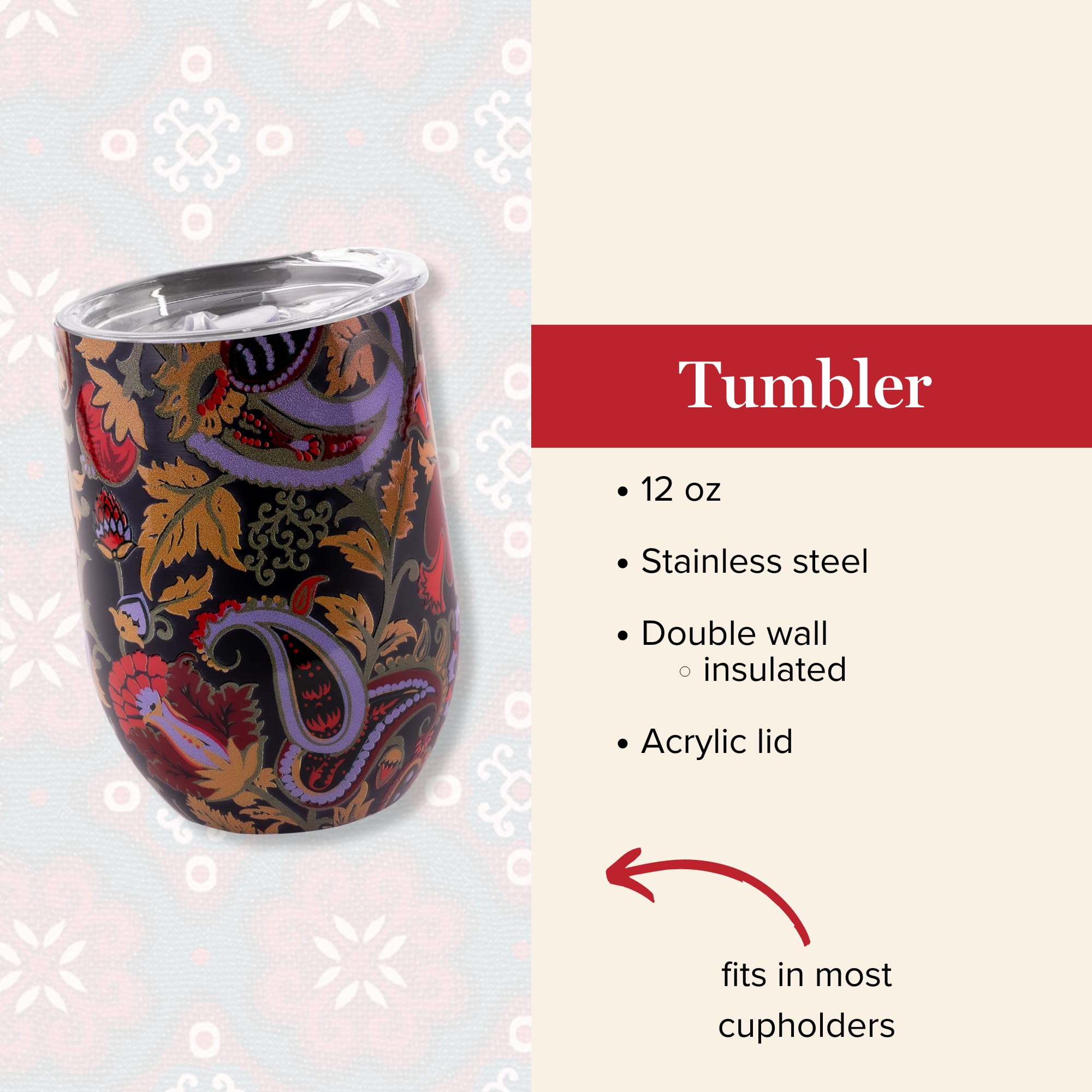 Amazon.com | Vera Bradley Insulated Wine Tumbler, 12 Ounce Travel